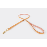 Oxford Blush Lite dog leash in pink, 120cm, crafted from full-grain leather with padded lining and brushed metal hardware.