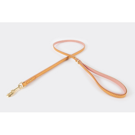 Oxford Blush Lite dog leash in pink, 120cm, crafted from full-grain leather with padded lining and brushed metal hardware.