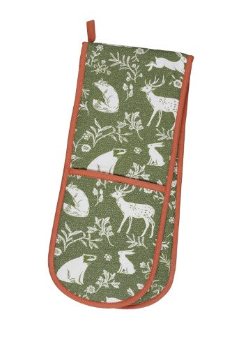 Double Oven Glove - Ulster Weavers Forest Friends Sage (18 x 88cm)