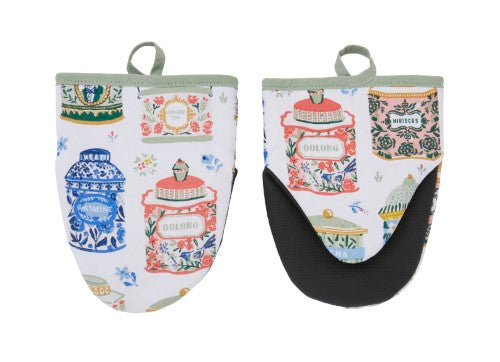 Cotton Microwave Mitts - Ulster Weavers Tea Tins (18 x 14.5 x 2.5cmf)