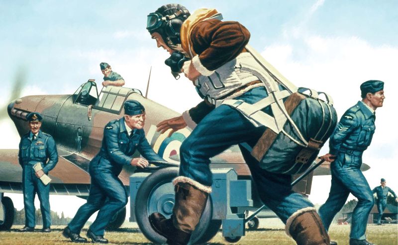 Model kit of WWII RAF personnel in 1:76 scale, featuring figures handling machine-guns and ammunition.