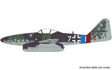 1:72 scale Airfix model of the Messerschmitt ME262A-2A, showcasing its iconic design and WWII fast attack capabilities.