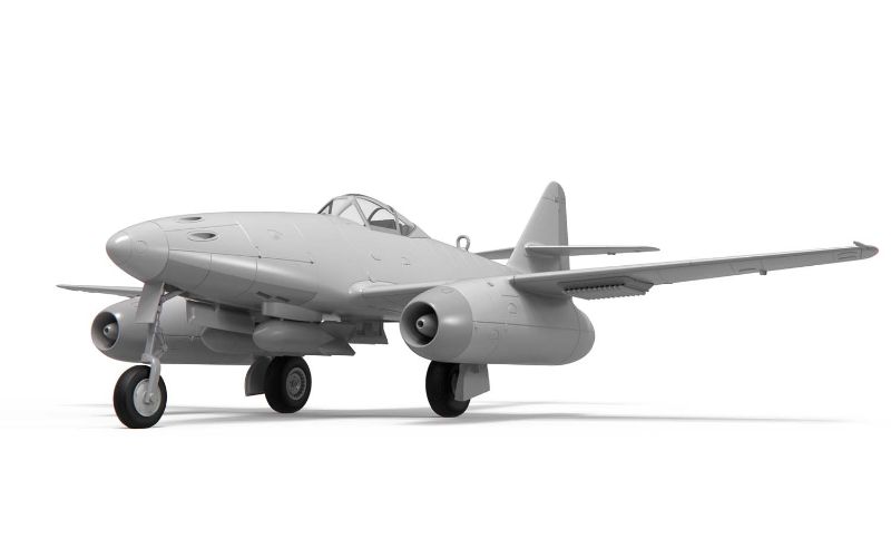 Detailed 1:72 scale model of the Messerschmitt ME262A-2A, WWII's first jet fighter, featuring intricate designs and bomb hard points.