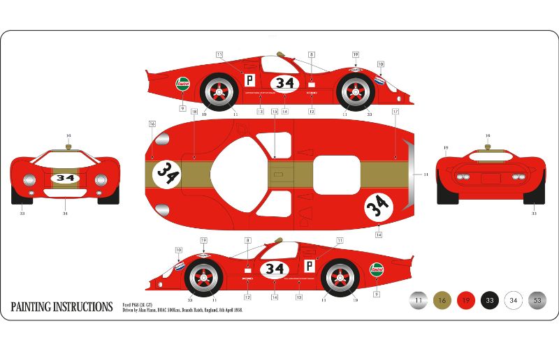 Airfix Kit Model - Ford 3 Litre GT Large Starter Set 1:32