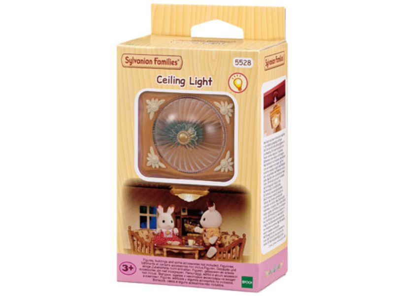 Battery-operated Sylvanian Families ceiling light, designed for various homes, providing bright, warm illumination for playtime.