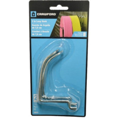 Curved double loop pegboard hooks for secure tool and hardware storage in garages or workshops.