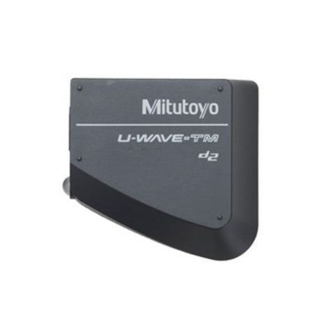 Compact Mitutoyo U Wave/TM Fit Transmitter (IP67) for micrometers, offering cable-free data transmission and rugged protection.