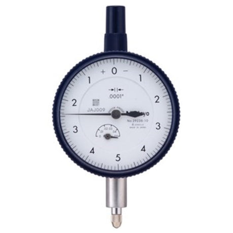 Mitutoyo Dial Indicator .05" x .0001" with stainless steel stem and carbide contact point for precision measurements.