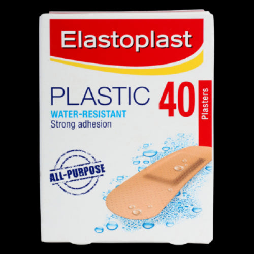 Elastoplast 40-pack sterile strips, water-resistant and breathable, ideal for protecting minor injuries.