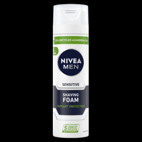 Nivea Men Sensitive Shaving Foam 200ml protects sensitive skin from irritation, ensuring a smooth, comfortable shave.