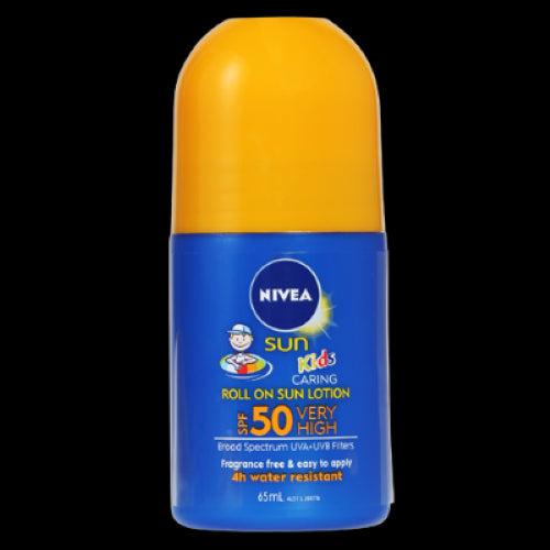 Nivea Kids Sunscreen SPF50+ 65ml, lightweight, quick-drying, high protection, safe for sensitive skin, ideal for active children.