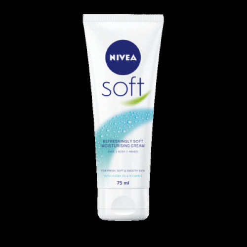 Nivea Refreshingly Soft Moisturising Cream 75ml, a lightweight cream with Vitamin E and Jojoba Oil for deep hydration.