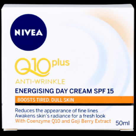 Nivea Q10 Energy SPF 15 Day Cream in 50ml - rejuvenates skin with Q10, Vitamin C, and sun protection for a radiant complexion.