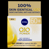 Nivea Q10 Power Day Cream SPF 15 in a 50ml jar, designed for dry skin; hydrates, nourishes, and reduces wrinkles effectively.