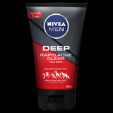 NIVEA MEN Deep Rapid Acne Clear Face Wash 150ML with Himalayan Rock Salt and Salicylic Acid for acne-prone skin.