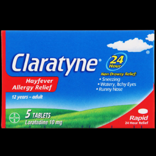 Claratyne Loratadine 10mg tablets in a 5-pack provide non-drowsy, 24-hour relief from hayfever and allergy symptoms.