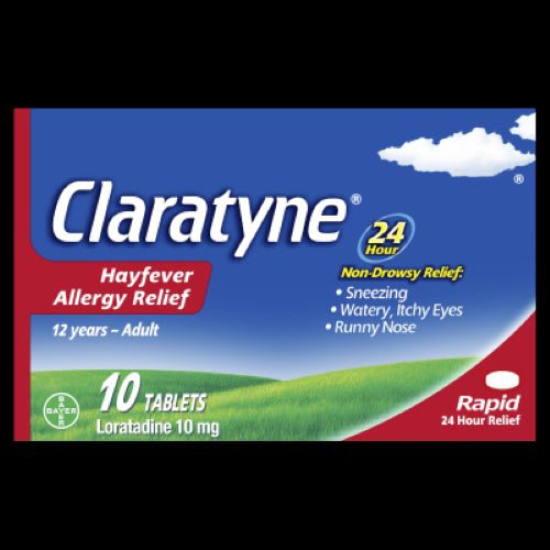 Claratyne Antihistamine Tablets 10mg 10pk for fast, non-drowsy relief from hay fever and allergies.