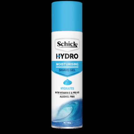 Schick Hydro Moisturising Shave Gel 198g: Hydrating shave gel with Vitamin E and Pro-B5 for a smooth, comfortable shave.