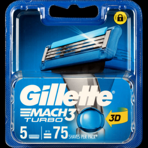 Gillette Mach3 Cartridges 5pk offer three advanced blades for a close, comfortable shave, compatible with all Mach3 razor handles.