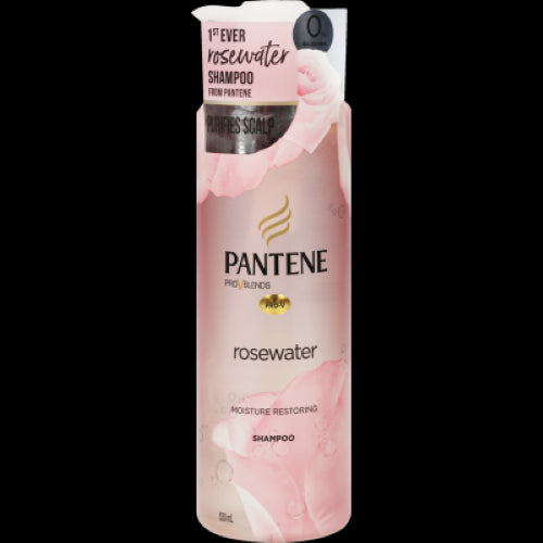 Pantene Pro-V Rosewater Moisture Restoring Shampoo (530ml) for silky, hydrated hair with rosewater and moisture balance.