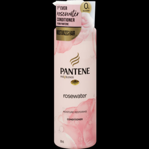 Pantene Pro-V Rosewater Moisture Restoring Conditioner 530ml for deep hydration, frizz control, and soft, vibrant hair.