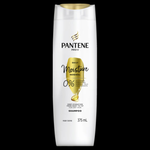 Pantene Pro-V Daily Moisture Renewal Shampoo 375ml, offering deep hydration and care for dry, damaged hair.