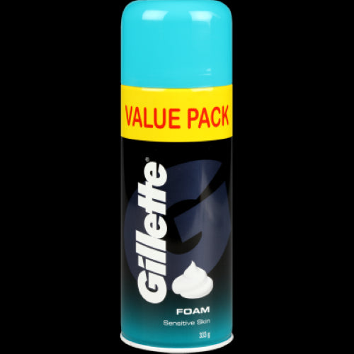 Gillette Sensitive Shave Foam 333g provides a creamy lather, hydrating sensitive skin for a smooth, irritation-free shave.