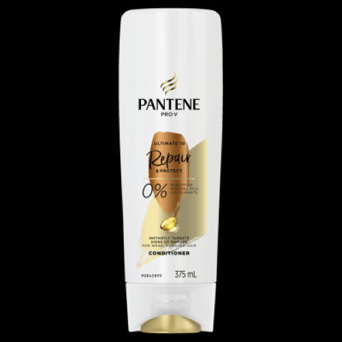 Pantene Pro-V Ultimate 10 Conditioner, 375ml, revitalizes and repairs up to 10 hair damage types for healthier, shiny hair.