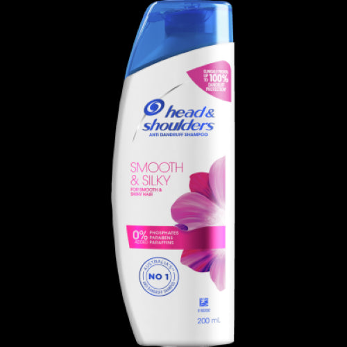 200ml Head & Shoulders shampoo designed to combat dandruff while leaving hair smooth, silky, and manageable.