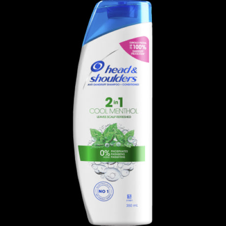 Head & Shoulders Anti Dandruff Cool Menthol 2 in 1 Shampoo + Conditioner, 350ml, for relief from dandruff and revitalized hair.