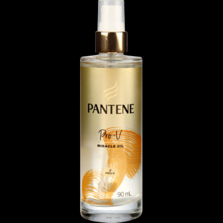 Bottle of Pantene Hair Miracle Oil 90ml, a lightweight oil infused with Pro-Vitamins for shiny, healthy, and manageable hair.