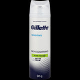 Aloe vera-infused Gillette shaving foam designed for sensitive skin, providing hydration and a smooth, irritation-free shave.