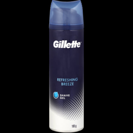 Gillette Refreshing Breeze Shave Gel 195g, offering a smooth, hydrating shave and invigorating scent for all skin types.