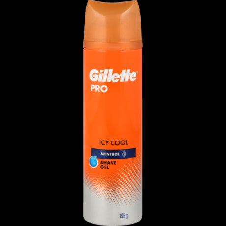 Gillette Pro Icy Cool Menthol Shave Gel - 195g, soothing and refreshing gel for a close, comfortable shave with hydration.