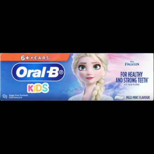 Oral-B Kids 6+ Years Mild Mint Toothpaste 92g, designed for fun brushing with fluoride protection and mild mint flavor.