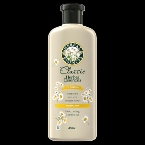 Herbal Essences Classic Chamomile Moisturising Conditioner 400ml, infused with chamomile, aloe vera, and passion flower for silky hair.