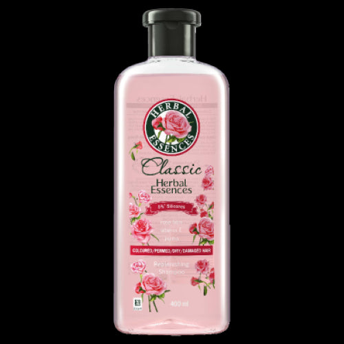 Herbal Essences Coconut Rosehips Shampoo 400ml, nourishing for dry hair with rose hips, jojoba oil, and coconut essence.