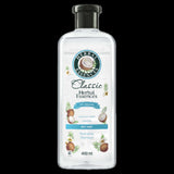 Herbal Essences Classic Coconut Hydrating Shampoo in a 400ml bottle, infused with coconut, jasmine, and aloe for silky hair.