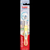 Colgate Kids Extra Soft Toothbrush for 0-2 years, featuring soft bristles, small head, and non-slip handle for easy grip.