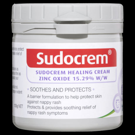 Sudocrem Healing Cream 125g: versatile skin solution for rashes, burns, and cuts with soothing zinc oxide formula.