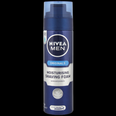 Nivea Men Moisturising Shaving Foam 200ml, enriched with Aloe Vera and Pro-Vitamin B5 for a soothing, hydrating shave.