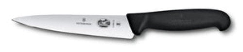 Victorinox 15 cm carving knife with a black handle, ideal for slicing meats and vegetables with precision and comfort.