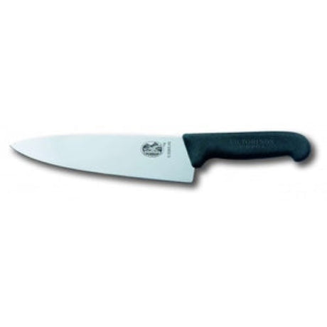 Victorinox carving knife with a 20 cm wide blade and ergonomic black handle, designed for effortless slicing of meats.