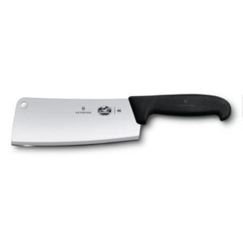 Victorinox Kitchen Cleaver with black handle, 18cm high-carbon stainless steel blade for chopping, slicing, and dicing.