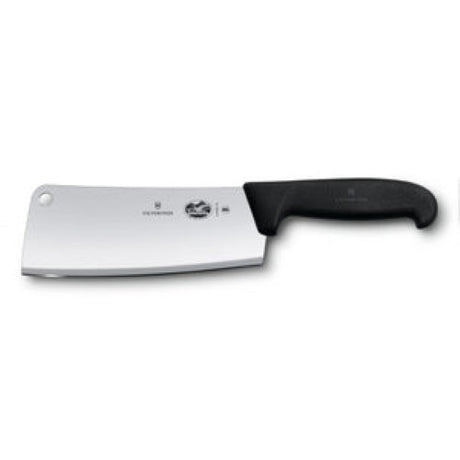Victorinox Kitchen Cleaver with black handle, 18cm high-carbon stainless steel blade for chopping, slicing, and dicing.