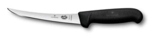 Victorinox boning knife with a 12cm flexible blade and ergonomic black handle, ideal for precise meat preparation.