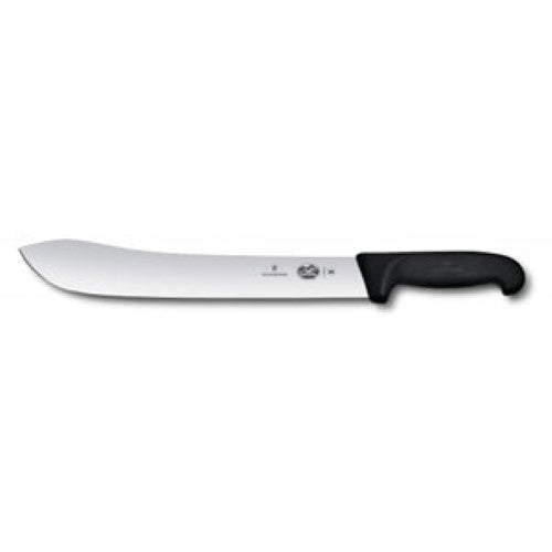 Butcher knife with a 5.7403.36cm high-carbon stainless steel blade and ergonomic black handle for optimal control and precision.
