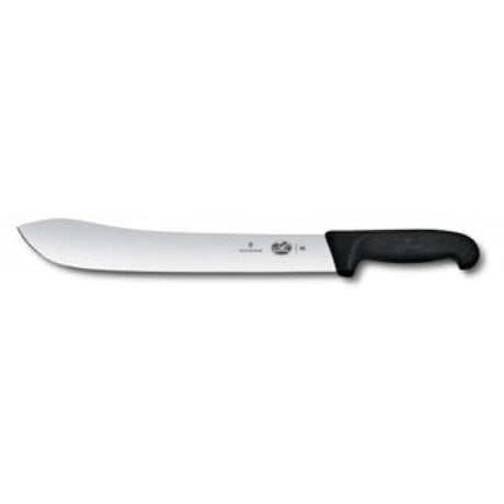 Butcher knife with a 5.7403.36cm high-carbon stainless steel blade and ergonomic black handle for optimal control and precision.