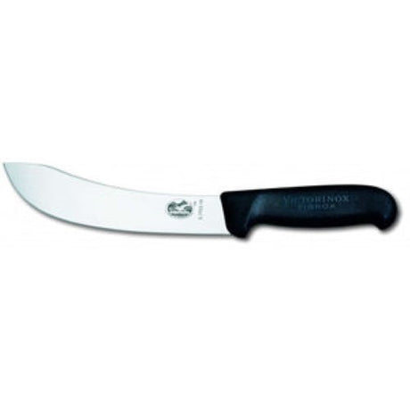 Victorinox skinning knife with 18cm blade and ergonomic black Fibrox handle, ideal for hunters and butchers.
