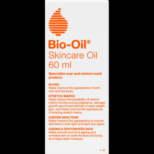 Bio Oil Skincare Oil 60ml, a lightweight multi-purpose oil for scars, stretch marks, and uneven skin tone, enriching hydration.